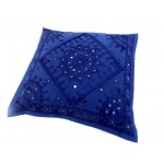 Jaipuri Embroidery Work Design Cotton Cushion Covers in Blue Color Size 17x17 Inch